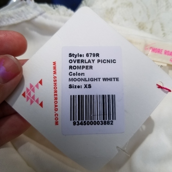 NWT 6 Shore Road by Pooja overlay picnic romper in moonlight white XS - Picture 7 of 10